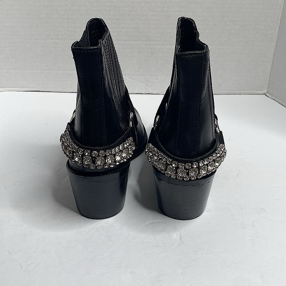 KURT GEIGER Sylvie Crystal leather boots rocky ladies ankle boots black Size 6 - Picture 3 of 5